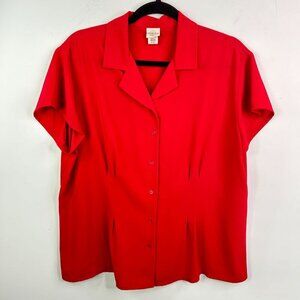 Covington Woman red blutton‎ down blouse size 16W- 18w